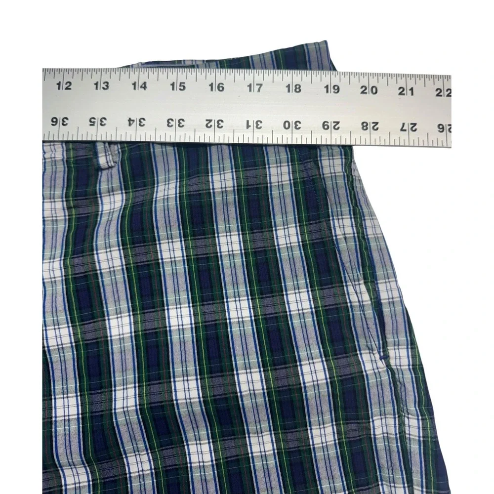 Polo Ralph Lauren 36x30 Green Tartan Plaid Seersucker Pants Chinos Flat Front